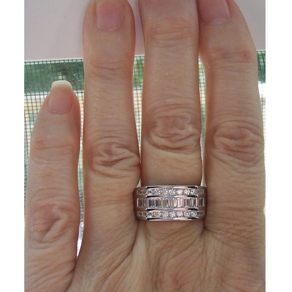 925 STERLING SILVER Men's Channel Set Cubic Zirconia Band Ring - Picture 11 of 16